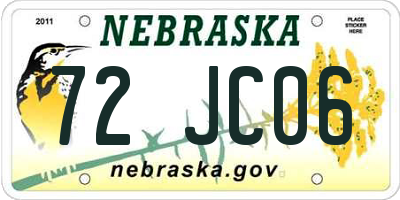 NE license plate 72JC06
