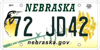 NE license plate 72JD42