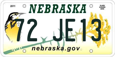 NE license plate 72JE13