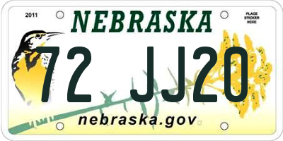 NE license plate 72JJ20