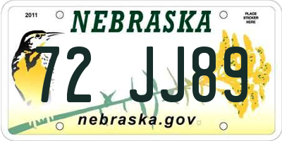 NE license plate 72JJ89