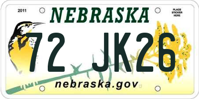 NE license plate 72JK26
