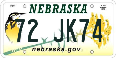 NE license plate 72JK74