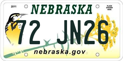 NE license plate 72JN26