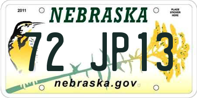 NE license plate 72JP13