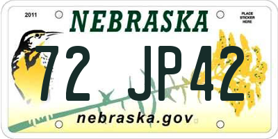 NE license plate 72JP42