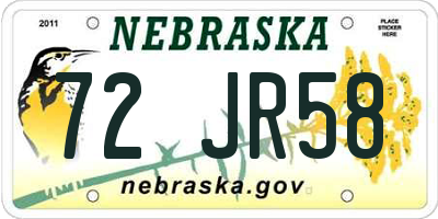 NE license plate 72JR58