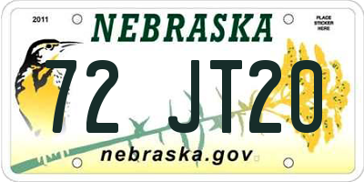 NE license plate 72JT20
