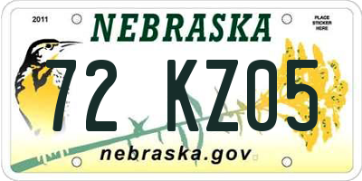 NE license plate 72KZ05