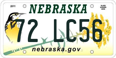 NE license plate 72LC56