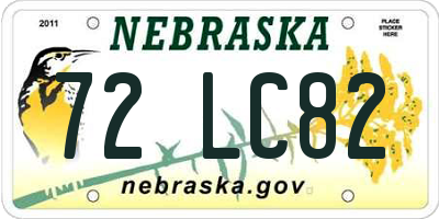NE license plate 72LC82