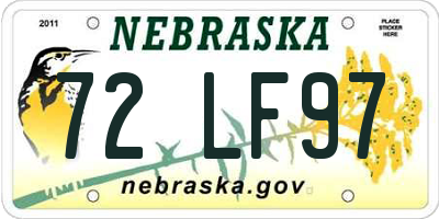 NE license plate 72LF97