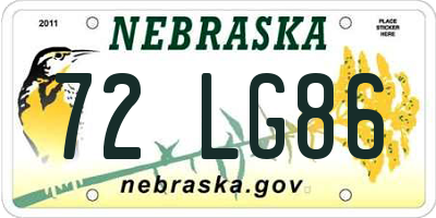 NE license plate 72LG86