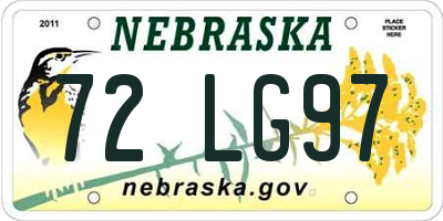 NE license plate 72LG97