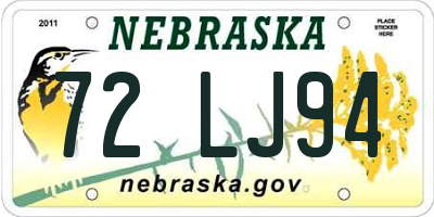 NE license plate 72LJ94