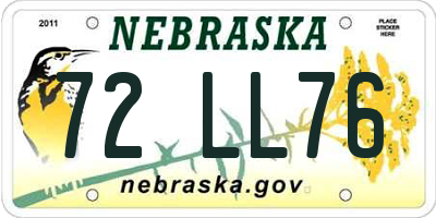 NE license plate 72LL76