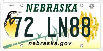 NE license plate 72LN88