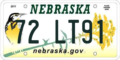 NE license plate 72LT91
