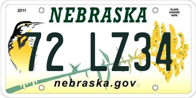 NE license plate 72LZ34