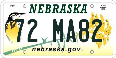 NE license plate 72MA82