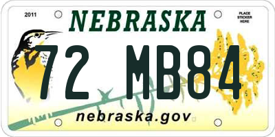 NE license plate 72MB84