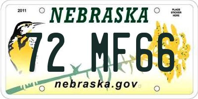 NE license plate 72MF66