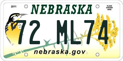 NE license plate 72ML74