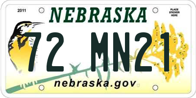 NE license plate 72MN21
