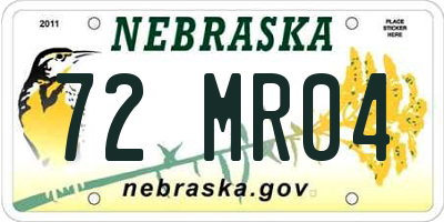 NE license plate 72MR04