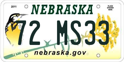NE license plate 72MS33