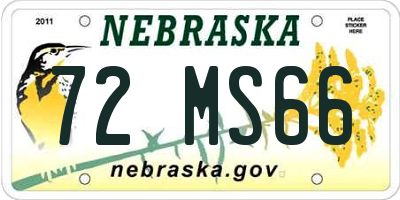 NE license plate 72MS66