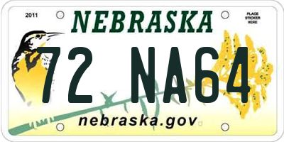 NE license plate 72NA64