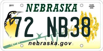 NE license plate 72NB38