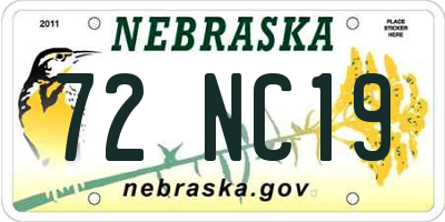 NE license plate 72NC19