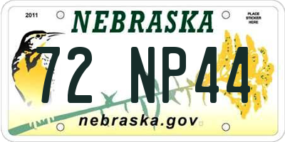 NE license plate 72NP44