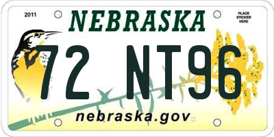 NE license plate 72NT96