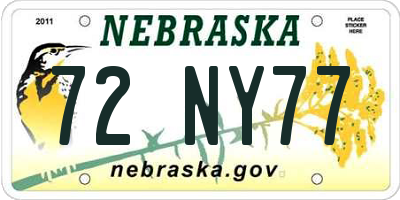 NE license plate 72NY77