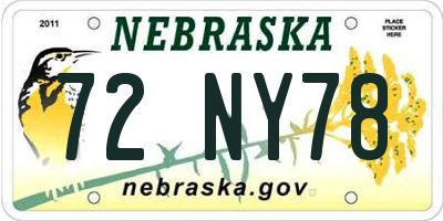NE license plate 72NY78