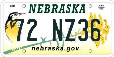 NE license plate 72NZ36
