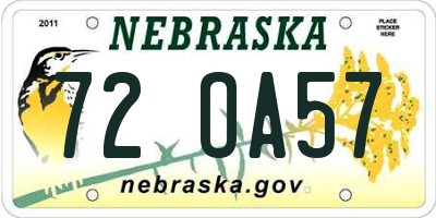 NE license plate 72OA57