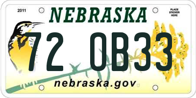 NE license plate 72OB33