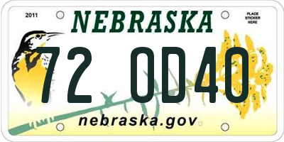 NE license plate 72OD40