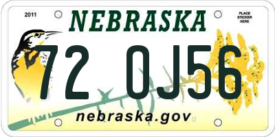 NE license plate 72OJ56