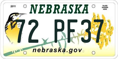 NE license plate 72PF37