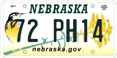 NE license plate 72PH14