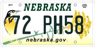 NE license plate 72PH58