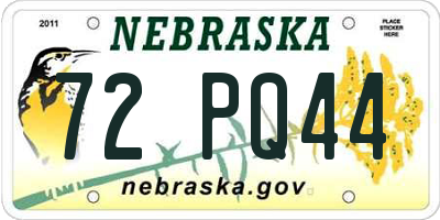 NE license plate 72PQ44