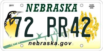 NE license plate 72PR42
