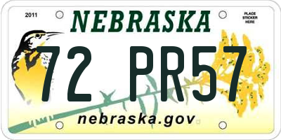 NE license plate 72PR57