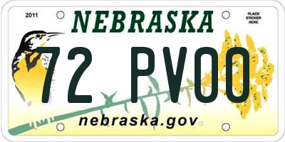 NE license plate 72PV00